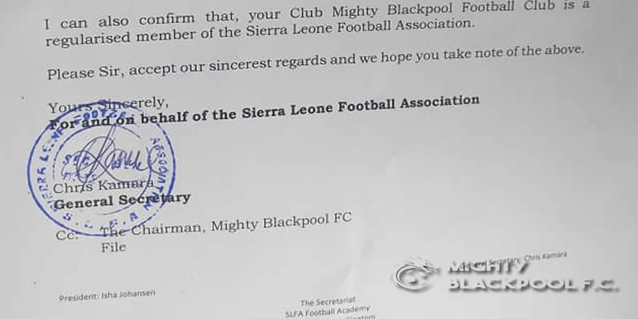 SLFA Letter Confirming MBFC Status